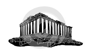 Black silhouette of Parthenon