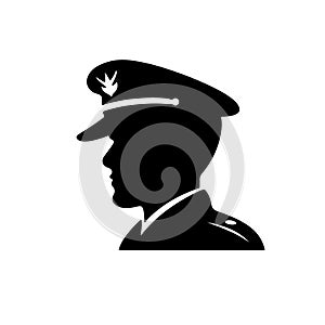 black silhouette of Pilot with a pilots cap