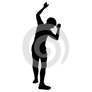 Black silhouette rock climber on white background