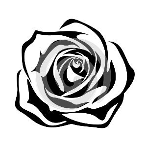 Black silhouette of a rose. Vector illustration.