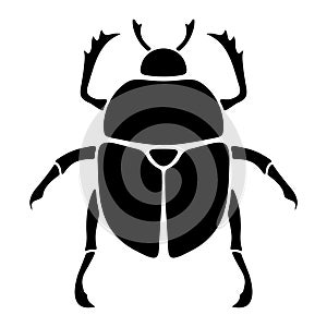 Black silhouette of a scarab beetle. Vector illustration.