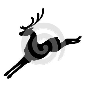 Black silhouette of seamless deer. Forest Cartoon animal. Isolated stag drawing