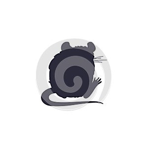 Black silhouette of sitting back rat flat style, vector illustration