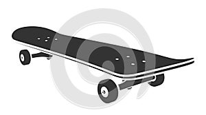 Black Silhouette of Skateboard, Half Turn View