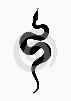 Black silhouette snake. Isolated icon snake on white background.