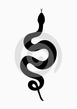 Black silhouette snake. Isolated symbol icon snake on white background. Abstract sign snake. Vector illustration