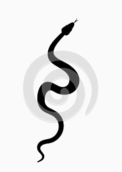 Black silhouette snake. Isolated symbol or icon snake on white background. Abstract sign snake. Vector illustration