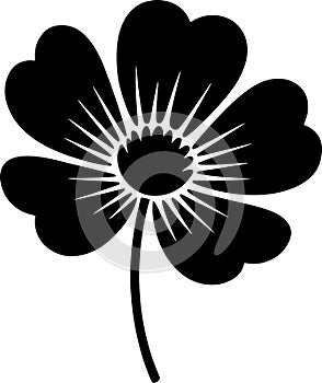 Black Silhouette of a Stylized Flower