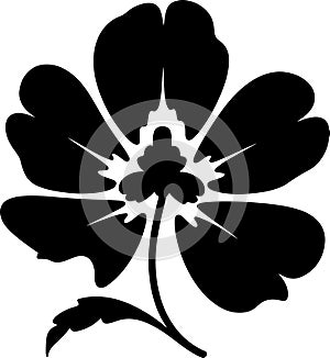 Black Silhouette of a Stylized Flower