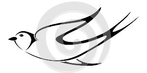 Black silhouette of swallow. Vector illustration.
