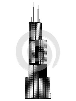 Black Silhouette of Symbol of Chicago - Willis Sears Tower