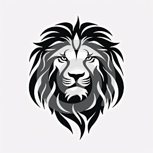 Black silhouette, tattoo of a head of a lion, tiger on white background. Vector