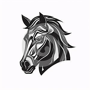 Black silhouette, tattoo of a horse head on white isolated background. Vector