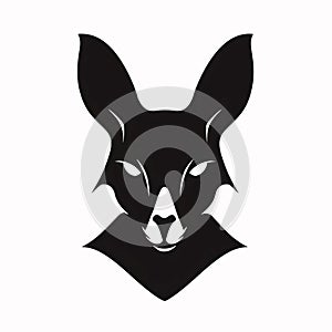 Black silhouette, tattoo of a kangaroo head on white isolated background. Vector