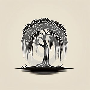 Black silhouette, tattoo of a palm tree on white isolated background. Vector