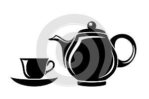 Black silhouette of teapot and cup.