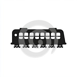 Black Train Silhouette on White Background