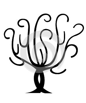 Black silhouette. Tree without leaves. Flat vector illustration isolated on white background