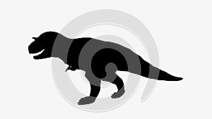 Black Silhouette of Tyrannosaurid Dinosaur on Isolated White Background photo