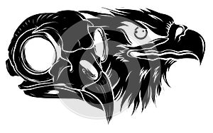 Black silhouette Vector Bald Eagle or Hawk Head Mascot Graphic