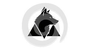 A black silhouette of a wolf's