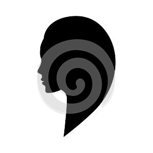 Black silhouette woman girl face, logo, profile, shape.