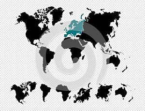 Black silhouette World map EPS10 vector f