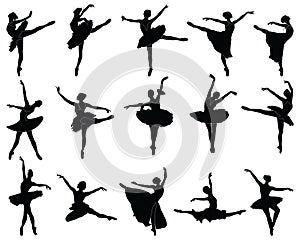 Black silhouettes of ballerinas