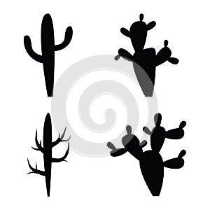 Black silhouettes of cactus