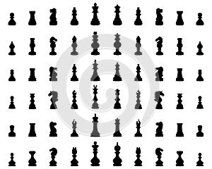 Black silhouettes  of chess figures