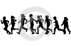 Black silhouettes of children running