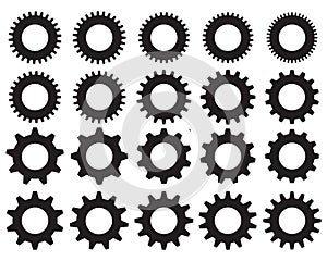 Black silhouettes of different gears