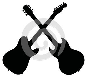 Black silhouettes of electric guitars photo