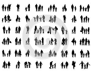 Black silhouettes of families