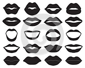 Black silhouettes of female lips
