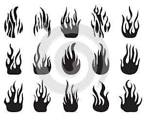 Black silhouettes of fire flames