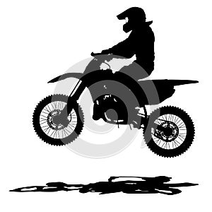 Black silhouettes Motocross rider on a motorcycle