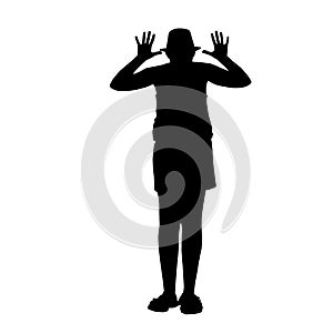 Black silhouettes of a ridicule girl isolated on white background