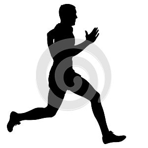 Black Silhouettes Runners sprint men on white background