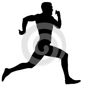 Black Silhouettes Runners sprint men on white background