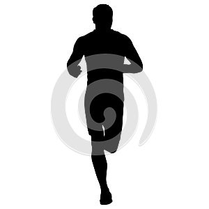 Black Silhouettes Runners sprint men on white background