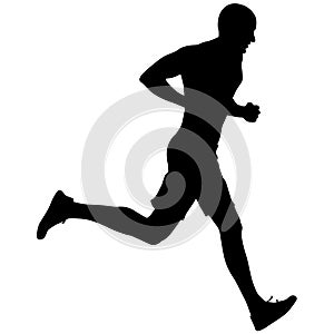 Black Silhouettes Runners sprint men on white background