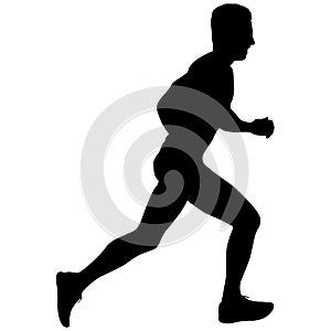 Black Silhouettes Runners sprint men on white background