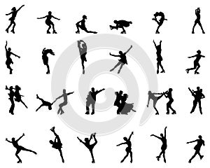 Black silhouettes of skating