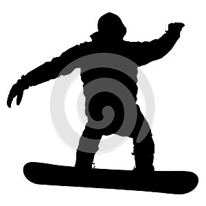 Black silhouettes snowboarders on white background. Vector illu