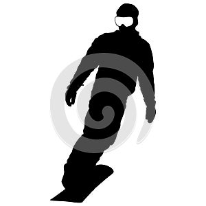 Black silhouettes snowboarders on white background. Vector illu