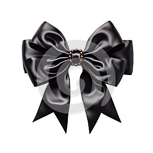 Black silk bow isolated. Concept of black friday, discounts and sales