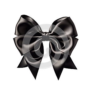 Black silk bow isolated. Concept of black friday, discounts and sales