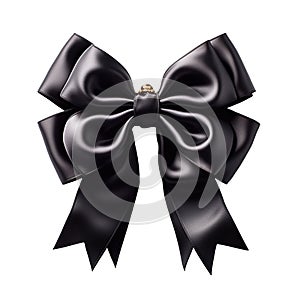 Black silk bow isolated. Concept of black friday, discounts and sales