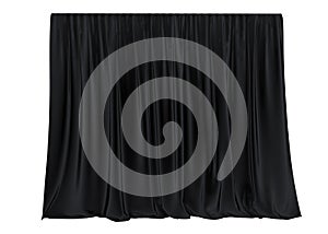 Black silk curtain isolated on white background. 3d render.
